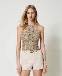 Beige Crochet Top
