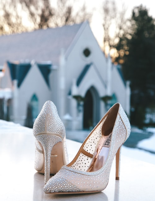 White Beaded Heels